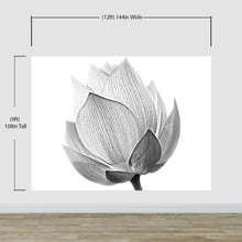 Carregar imagem no visualizador da galeria, Black and White Lotus Flower Wall Mural #6116