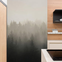 Carregar imagem no visualizador da galeria, Misty Pine Forest Wall Mural. Peaceful Foggy Morning Scenery. #6122