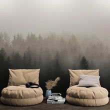 Carregar imagem no visualizador da galeria, Misty Pine Forest Wall Mural. Peaceful Foggy Morning Scenery. #6122