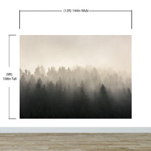 Carregar imagem no visualizador da galeria, Misty Pine Forest Wall Mural. Peaceful Foggy Morning Scenery. #6122