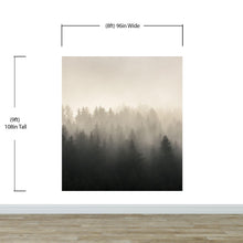 Carregar imagem no visualizador da galeria, Misty Pine Forest Wall Mural. Peaceful Foggy Morning Scenery. #6122