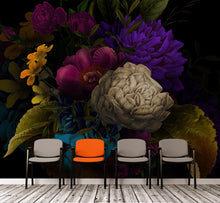 Carregar imagem no visualizador da galeria, Melancholy Flower Wall Mural. Black background. #6130