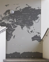 Carregar imagem no visualizador da galeria, World Map Wallpaper Mural (Grey). #6133