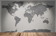 Carregar imagem no visualizador da galeria, World Map Wallpaper Mural (Grey). #6133