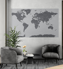 Carregar imagem no visualizador da galeria, World Map Wallpaper Mural (Grey). #6133