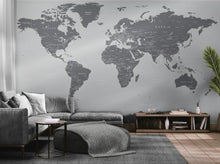 Carregar imagem no visualizador da galeria, World Map Wallpaper Mural (Grey). #6133