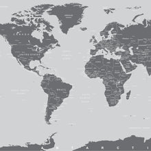 Carregar imagem no visualizador da galeria, World Map Wallpaper Mural (Grey). #6133
