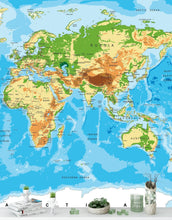 Carregar imagem no visualizador da galeria, Large Blue World Map Wall Mural. #6134