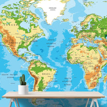 Carregar imagem no visualizador da galeria, Large Blue World Map Wall Mural. #6134