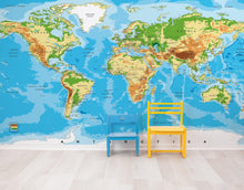 Carregar imagem no visualizador da galeria, Large Blue World Map Wall Mural. #6134