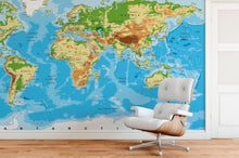 Carregar imagem no visualizador da galeria, Large Blue World Map Wall Mural. #6134