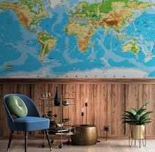 Carregar imagem no visualizador da galeria, Large Blue World Map Wall Mural. #6134
