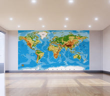 Carregar imagem no visualizador da galeria, Large Blue World Map Wall Mural. #6134