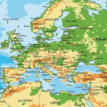 Carregar imagem no visualizador da galeria, Large Blue World Map Wall Mural. #6134