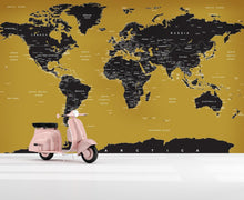 Carregar imagem no visualizador da galeria, GOLD World Map Wall Mural. #6135