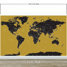 Carregar imagem no visualizador da galeria, GOLD World Map Wall Mural. #6135