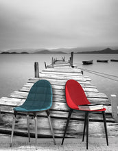 Carregar imagem no visualizador da galeria, Misty Lake View Boat on Pier Black and White Mural Wall Decal Sticker #6143