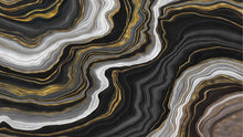 Carregar imagem no visualizador da galeria, Black and Gold Abstract Marble Stone Pattern Peel and Stick Wallpaper. #6146