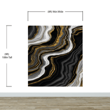 Carregar imagem no visualizador da galeria, Black and Gold Abstract Marble Stone Pattern Peel and Stick Wallpaper. #6146