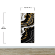 Carregar imagem no visualizador da galeria, Black and Gold Abstract Marble Stone Pattern Peel and Stick Wallpaper. #6146