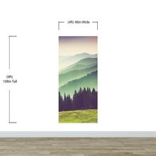 Carregar imagem no visualizador da galeria, Colorful Foggy Mountain Forest View Wall Mural | Peel and Stick Wallpaper. #6159