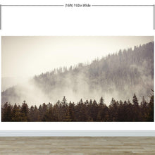 Carregar imagem no visualizador da galeria, Foggy Misty Forest Tree Over Mountain Wall Mural. #6171