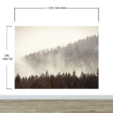Carregar imagem no visualizador da galeria, Foggy Misty Forest Tree Over Mountain Wall Mural. #6171