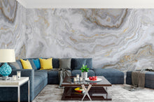 Load image into Gallery viewer, White Marble Stone Granite Slate Peel and Stick Wallpaper | Removable Wall Mural #6180