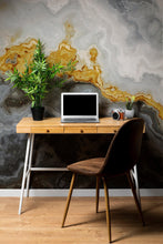 Carregar imagem no visualizador da galeria, Gray and Gold Marble Stone Quartz Mural Wall Sticker #6190