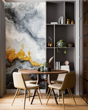 Carregar imagem no visualizador da galeria, Gray and Gold Marble Stone Quartz Mural Wall Sticker #6190