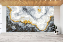 Carregar imagem no visualizador da galeria, Gray and Gold Marble Stone Quartz Mural Wall Sticker #6190