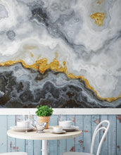 Carregar imagem no visualizador da galeria, Gray and Gold Marble Stone Quartz Mural Wall Sticker #6190