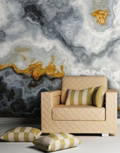 Carregar imagem no visualizador da galeria, Gray and Gold Marble Stone Quartz Mural Wall Sticker #6190