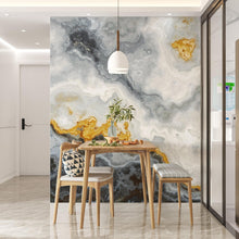 Carregar imagem no visualizador da galeria, Gray and Gold Marble Stone Quartz Mural Wall Sticker #6190