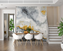Carregar imagem no visualizador da galeria, Gray and Gold Marble Stone Quartz Mural Wall Sticker #6190