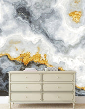 Carregar imagem no visualizador da galeria, Gray and Gold Marble Stone Quartz Mural Wall Sticker #6190