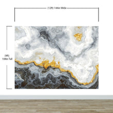 Carregar imagem no visualizador da galeria, Gray and Gold Marble Stone Quartz Mural Wall Sticker #6190