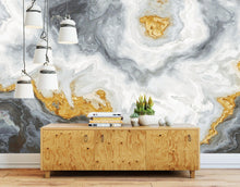 Carregar imagem no visualizador da galeria, Gray and Gold Marble Stone Quartz Mural Wall Sticker #6190