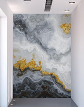 Carregar imagem no visualizador da galeria, Gray and Gold Marble Stone Quartz Mural Wall Sticker #6190