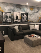 Carregar imagem no visualizador da galeria, Gray and Gold Marble Stone Quartz Mural Wall Sticker #6190