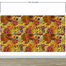 Carregar imagem no visualizador da galeria, Japanese Art Koi Fish Peel and Stick Wallpaper. Gold Flowers Background. Removable Wall Mural #6192