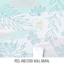 Carregar imagem no visualizador da galeria, Pastel Botanical Nature Wallpaper Mural. Leafs and Flowers Design. #6195