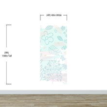 Carregar imagem no visualizador da galeria, Pastel Botanical Nature Wallpaper Mural. Leafs and Flowers Design. #6195