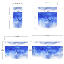Carregar imagem no visualizador da galeria, Whale in Ocean Wall Mural. Watercolor artwork of whale, island and sailboat. Peel and Stick Wallpaper. #6197