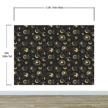 Load image into Gallery viewer, Astronomy Pattern Peel and Stick Wallpaper. Stars, Sun, Moon and Cloud. Removable Wall Mural #6208
