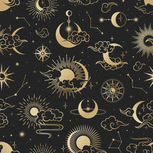 Load image into Gallery viewer, Astronomy Pattern Peel and Stick Wallpaper. Stars, Sun, Moon and Cloud. Removable Wall Mural #6208