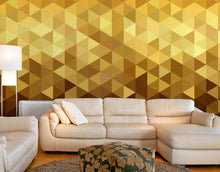 Carregar imagem no visualizador da galeria, Gold Poly Triangle Geometric Elegant Peel and Stick Wallpaper | Removable Wall Mural #6209