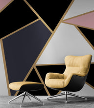 Carregar imagem no visualizador da galeria, Modern Decor Gold, Black and Pink Mosaic Peel and Stick Wallpaper | Removable Wall Mural #6210