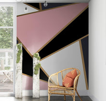 Carregar imagem no visualizador da galeria, Modern Decor Gold, Black and Pink Mosaic Peel and Stick Wallpaper | Removable Wall Mural #6210
