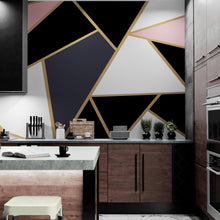 Carregar imagem no visualizador da galeria, Modern Decor Gold, Black and Pink Mosaic Peel and Stick Wallpaper | Removable Wall Mural #6210